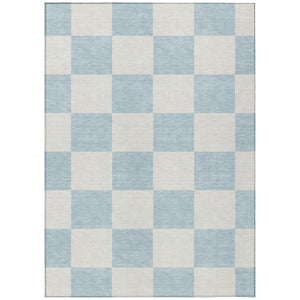 HomeRoots 5' Sky Blue & Ivory Geometric Area Rug - Durable, Washable, Stylish for Indoor & Outdoor Spaces 660752