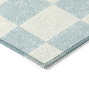 HomeRoots 8' Sky Blue Geometric Round Area Rug - Durable, Washable, Perfect for Indoor & Outdoor Spaces! 660753