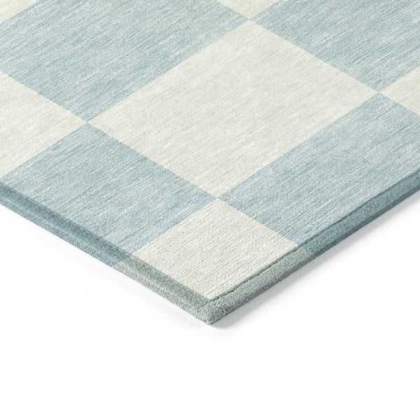 HomeRoots 8' Sky Blue Geometric Round Area Rug - Durable, Washable, Perfect for Indoor & Outdoor Spaces! 660753
