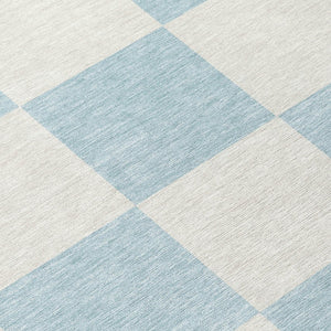 HomeRoots 8' Sky Blue Geometric Round Area Rug - Durable, Washable, Perfect for Indoor & Outdoor Spaces! 660753