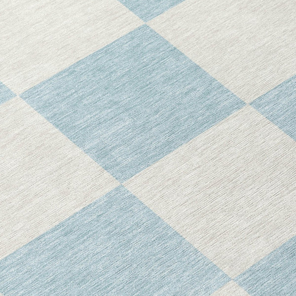 HomeRoots 8' Sky Blue Geometric Round Area Rug - Durable, Washable, Perfect for Indoor & Outdoor Spaces! 660753