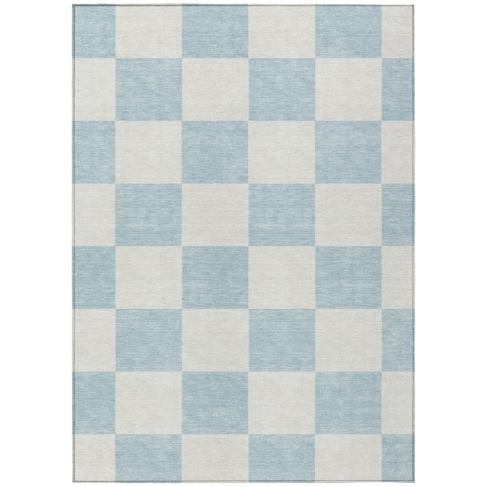 HomeRoots 8' X 10' Sky Blue Geometric Area Rug - Durable, Washable, Stylish for Indoor & Outdoor Spaces 660754