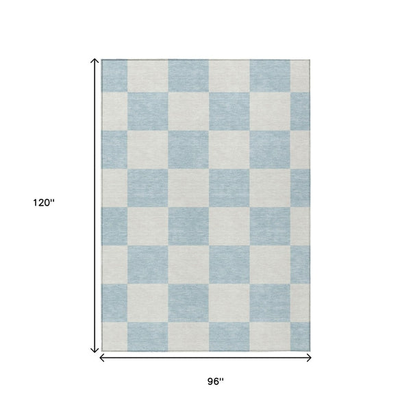 HomeRoots 8' X 10' Sky Blue Geometric Area Rug - Durable, Washable, Stylish for Indoor & Outdoor Spaces 660754