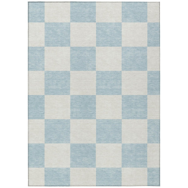 HomeRoots 10' Sky Blue and Ivory Geometric Area Rug - Washable, Durable, Stylish Indoor Outdoor Design 660756