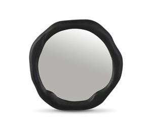 Meridian Furniture Armada Round Aluminum Wall Mirror Art Deco Frame for Entryway Living Room or Bedroom Black 24 inches 66075Black-M24