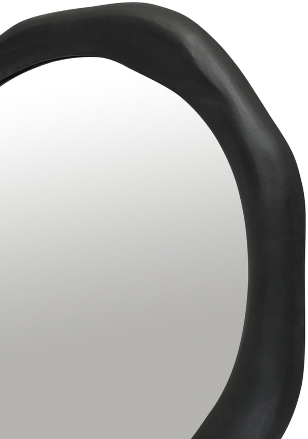 Meridian Furniture Armada Round Aluminum Wall Mirror Art Deco Frame for Entryway Living Room or Bedroom Black 24 inches 66075Black-M24