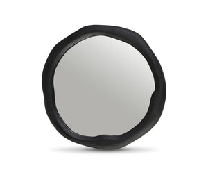 Meridian Furniture Armada Round Aluminum Wall Mirror Art Deco Frame for Entryway Living Room or Bedroom Black 30 inches 66075Black-M30