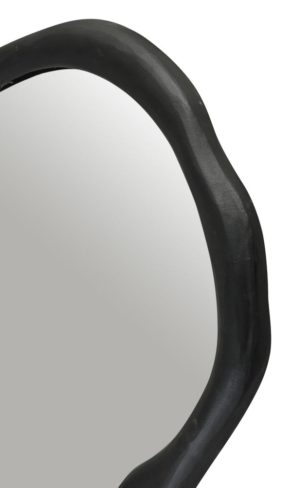 Meridian Furniture Armada Round Aluminum Wall Mirror Art Deco Frame for Entryway Living Room or Bedroom Black 30 inches 66075Black-M30