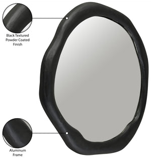 Meridian Furniture Armada Round Aluminum Wall Mirror Art Deco Frame for Entryway Living Room or Bedroom Black 36 inches 66075Black-M36