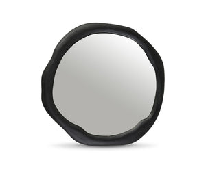 Meridian Furniture Armada Round Aluminum Wall Mirror Art Deco Frame for Entryway Living Room or Bedroom Black 36 inches 66075Black-M36