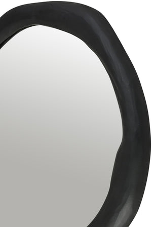 Meridian Furniture Armada Round Aluminum Wall Mirror Art Deco Frame for Entryway Living Room or Bedroom Black 36 inches 66075Black-M36
