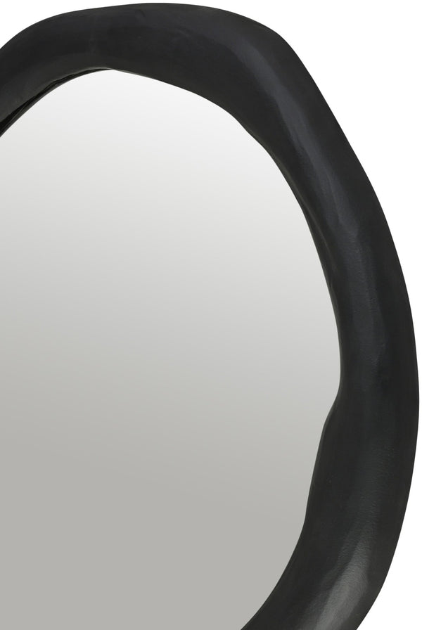Meridian Furniture Armada Round Aluminum Wall Mirror Art Deco Frame for Entryway Living Room or Bedroom Black 36 inches 66075Black-M36
