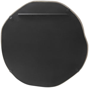 Meridian Furniture Armada Round Aluminum Wall Mirror Art Deco Frame for Entryway Living Room or Bedroom Cream 30 inches 66075Cream-M30
