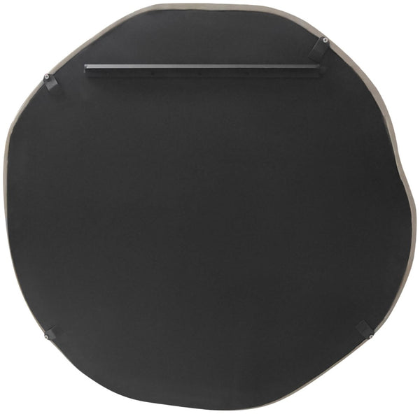 Meridian Furniture Armada Round Aluminum Wall Mirror Art Deco Frame for Entryway Living Room or Bedroom Cream 36 inches 66075Cream-M36