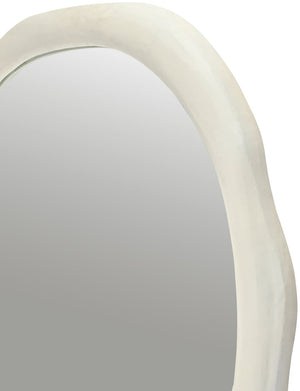 Meridian Furniture Armada Round Aluminum Wall Mirror Art Deco Frame for Entryway Living Room or Bedroom Cream 36 inches 66075Cream-M36