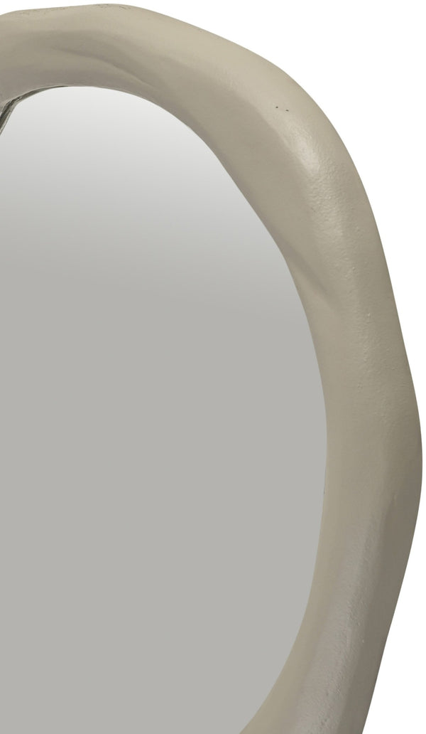 Meridian Furniture Armada Round Aluminum Wall Mirror Art Deco Frame for Entryway Living Room or Bedroom Taupe 24 inches 66075Taupe-M24