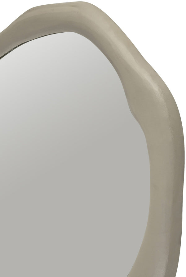 Meridian Furniture Armada Round Aluminum Wall Mirror Art Deco Frame for Entryway Living Room or Bedroom Taupe 30 inches 66075Taupe-M30