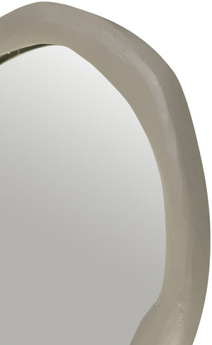 Meridian Furniture Armada Round Aluminum Wall Mirror Art Deco Frame for Entryway Living Room or Bedroom Taupe 36 inches 66075Taupe-M36