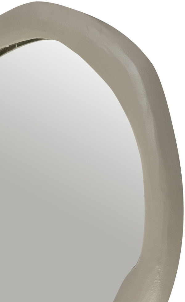 Meridian Furniture Armada Round Aluminum Wall Mirror Art Deco Frame for Entryway Living Room or Bedroom Taupe 36 inches 66075Taupe-M36