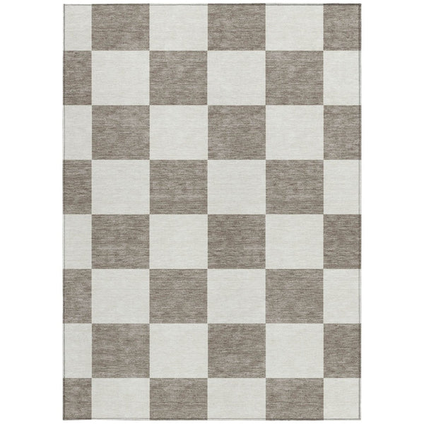 HomeRoots 8' X 10' Taupe & Ivory Geometric Washable Area Rug – Stylish Indoor/Outdoor Solution for Any Space 660760