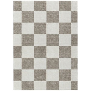 HomeRoots 9' X 12' Stylish Taupe and Ivory Geometric Washable Area Rug - Perfect for Indoor and Outdoor Use! 660761