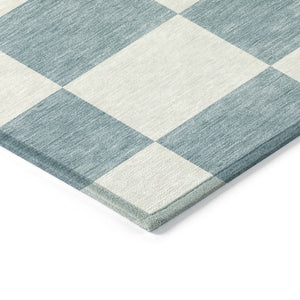 HomeRoots 8' Teal Blue Round Geometric Indoor Outdoor Area Rug - Durable, Washable, Modern Design for All Spaces 660765