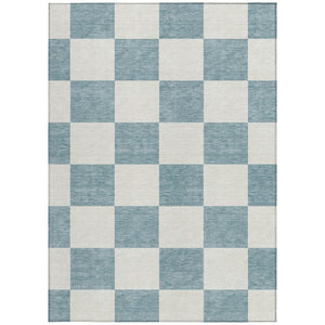 HomeRoots 8' X 10' Teal Blue & Ivory Geometric Area Rug – Washable, Durable, Indoor-Outdoor Perfect for High-Traffic Spaces 660766
