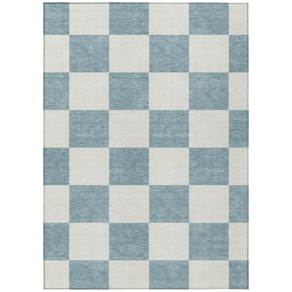 HomeRoots 10' Teal Blue & Ivory Geometric Area Rug – Durable, Washable, Indoor/Outdoor, Perfect for High Traffic Areas! 660768