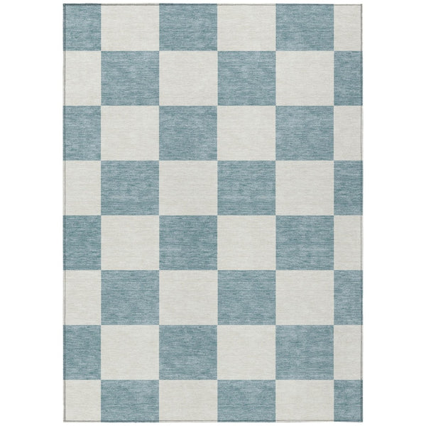 HomeRoots 10' Teal Blue & Ivory Geometric Area Rug – Durable, Washable, Indoor/Outdoor, Perfect for High Traffic Areas! 660768