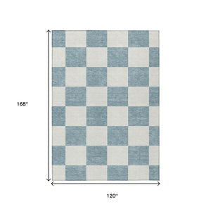 HomeRoots 10' Teal Blue & Ivory Geometric Area Rug – Durable, Washable, Indoor/Outdoor, Perfect for High Traffic Areas! 660768