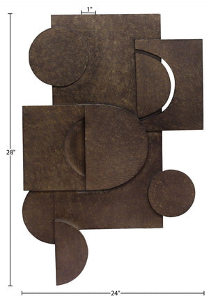 Meridian Furniture Nuvori Geometric 3d Sculptural Mdf Wall Art Relief Decor for Modern Living Interiors Brown 66076Brown