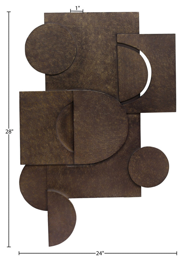 Meridian Furniture Nuvori Geometric 3d Sculptural Mdf Wall Art Relief Decor for Modern Living Interiors Brown 66076Brown