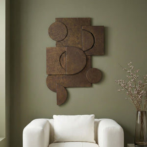 Meridian Furniture Nuvori Geometric 3d Sculptural Mdf Wall Art Relief Decor for Modern Living Interiors Brown 66076Brown
