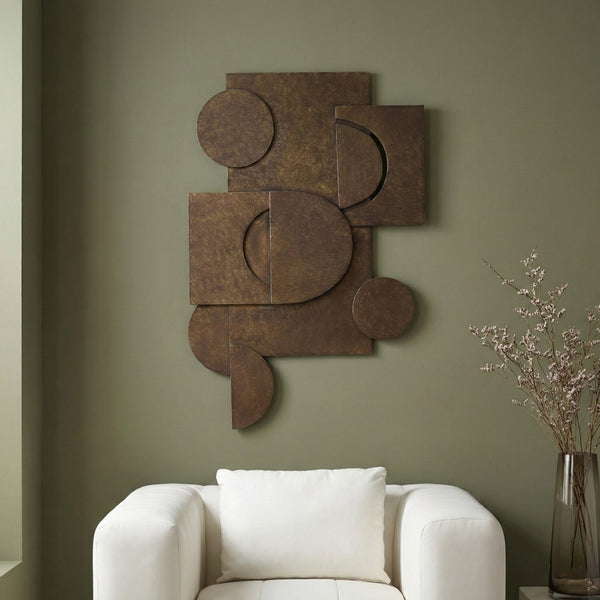 Meridian Furniture Nuvori Geometric 3d Sculptural Mdf Wall Art Relief Decor for Modern Living Interiors Brown 66076Brown