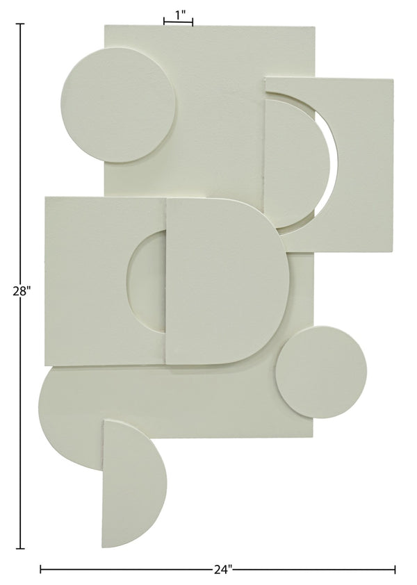 Meridian Furniture Nuvori Geometric 3d Sculptural Mdf Wall Art Relief Decor for Modern Living Interiors Cream 66076Cream