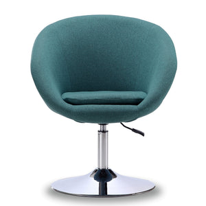 English Elm Hopper Teal Upholstered Swivel Lounge Chair with Adjustable Height Polished Chrome Base, Modern Bowl Seat B365P397945