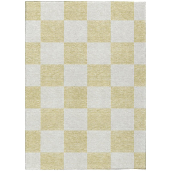 HomeRoots 8' X 10' Wheat And Beige Geometric Washable Rug - Stylish Indoor/Outdoor Decor for High-Traffic Areas 660772