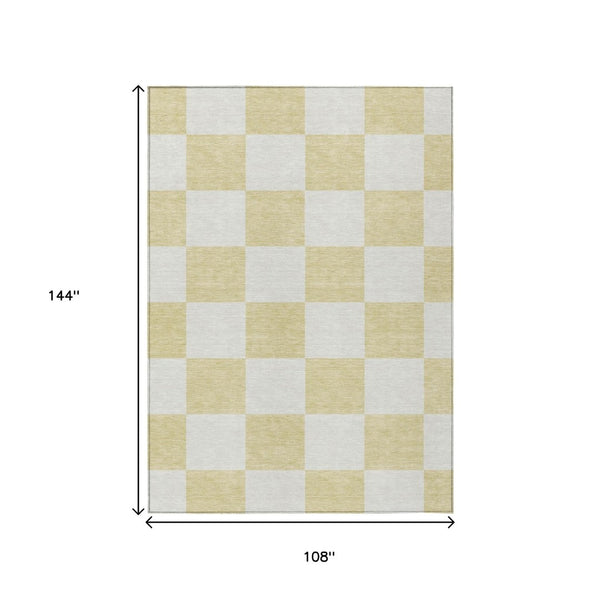 HomeRoots 9' Geometric Wheat and Beige Indoor-Outdoor Area Rug – Durable, Washable, Stylish for All Spaces! 660773