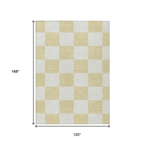 HomeRoots 10' Wheat & Beige Geometric Area Rug - Washable, Durable, Stylish for Indoor & Outdoor Spaces! 660774