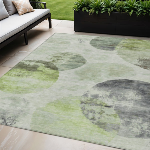 HomeRoots 5' X 8' Artichoke Green Abstract Area Rug - Washable, Durable, Indoor/Outdoor Perfect for High Traffic! 660776