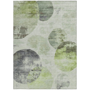 HomeRoots 8' X 10' Artichoke Green & Ivory Abstract Washable Rug - Stylish, Durable for Indoor & Outdoor Use! 660778