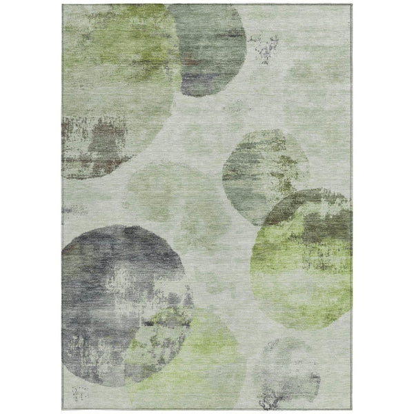 HomeRoots 8' X 10' Artichoke Green & Ivory Abstract Washable Rug - Stylish, Durable for Indoor & Outdoor Use! 660778