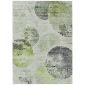 HomeRoots 8' X 10' Artichoke Green & Ivory Abstract Washable Rug - Stylish, Durable for Indoor & Outdoor Use! 660778