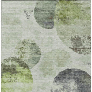 HomeRoots 8' X 10' Artichoke Green & Ivory Abstract Washable Rug - Stylish, Durable for Indoor & Outdoor Use! 660778