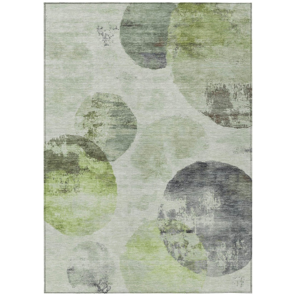 HomeRoots 10' X 14' Artichoke Green Abstract Washable Rug - Durable Indoor/Outdoor Design for Modern Spaces 660780