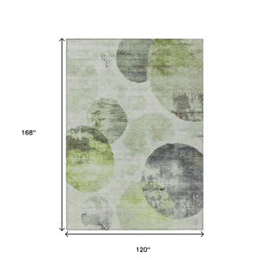 HomeRoots 10' X 14' Artichoke Green Abstract Washable Rug - Durable Indoor/Outdoor Design for Modern Spaces 660780