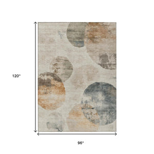 HomeRoots 8' X 10' Beige Khaki & Ivory Abstract Area Rug - Durable, Washable Design for Indoor & Outdoor Spaces 660784