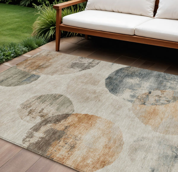 HomeRoots 8' X 10' Beige Khaki & Ivory Abstract Area Rug - Durable, Washable Design for Indoor & Outdoor Spaces 660784