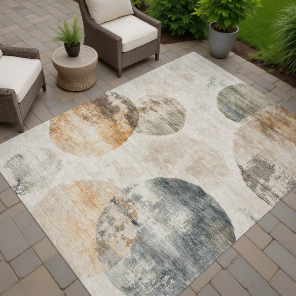 HomeRoots 8' X 10' Beige Khaki & Ivory Abstract Area Rug - Durable, Washable Design for Indoor & Outdoor Spaces 660784