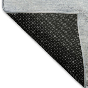 HomeRoots 8' Modern Abstract Round Area Rug in Denim Blue, Taupe & Ivory - Washable, Durable for Indoors & Outdoors 660789